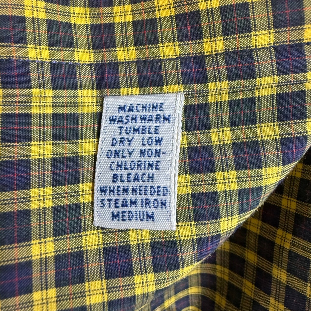 Polo Ralph Lauren Mens Plaid Button Down Shirt Yellow Navy Blue Cotton Size M - Picture 7 of 9